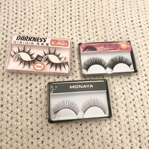 2/20$ 3 pairs of lashes fake eyelashes purple black cosplay makeup cosmetic